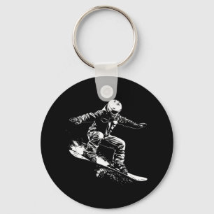 Snowboarder Drawing Snowboarding Slope 1 Key Ring