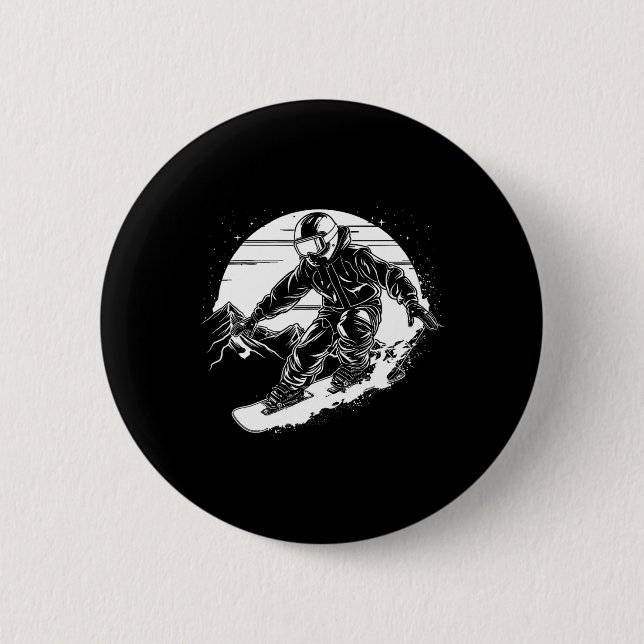 Snowboarder Drawing Snowboarding Slope 2  6 Cm Round Badge (Front)