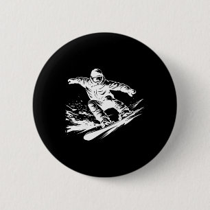 Snowboarder Drawing Snowboarding Slope  6 Cm Round Badge