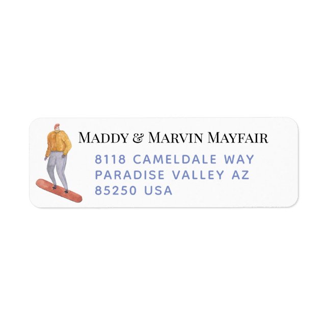 Snowboarder Easy-To-Read Return Address Label (Front)