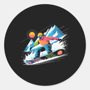 Snowboarder Explore The Slopes Snowboarding Lover Classic Round Sticker