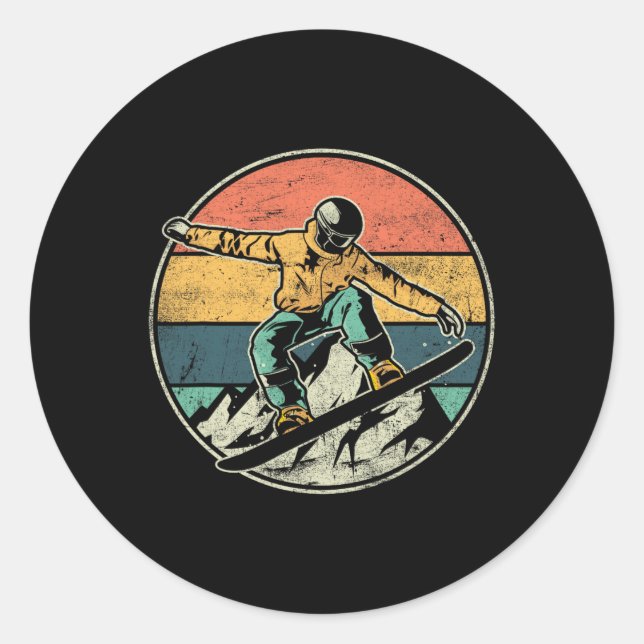 Snowboarder Extreme Sport Snowboarder Design  Classic Round Sticker (Front)