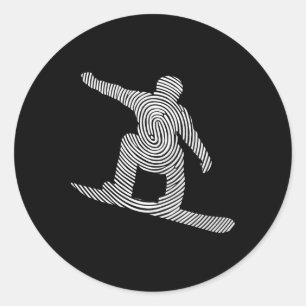 Snowboarder Fingerprint Men's Snowboard  Classic Round Sticker
