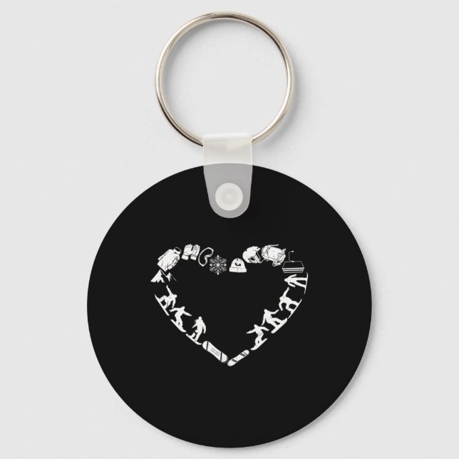 Snowboarder Freeriding Design. Ski Snowboard Snowb Key Ring (Front)