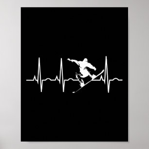 Snowboarder Gifts - Snowboarding Heartbeat T Shirt Poster
