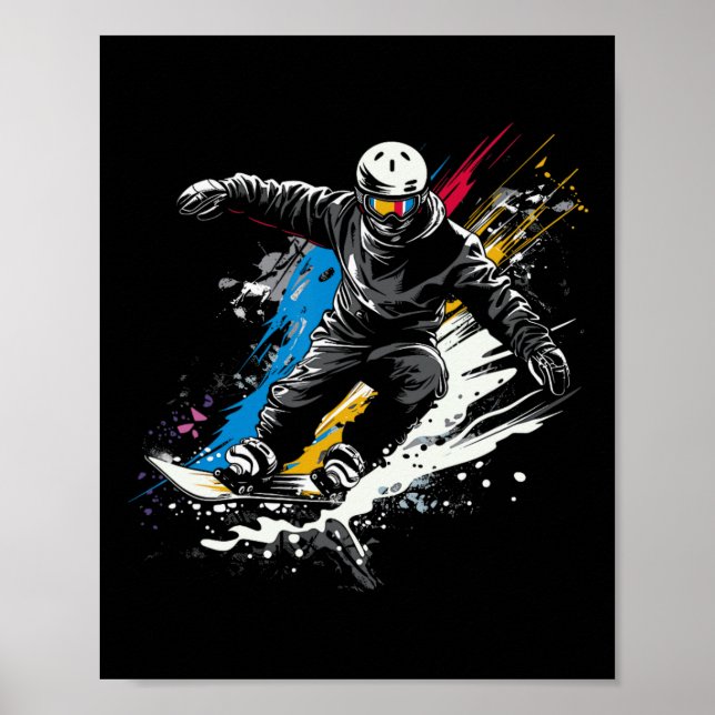 Snowboarder Graffiti Alpine Snowboarding  Poster (Front)