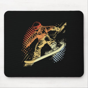 Snowboarder Graphic Retro Style Alpine Snowboardin Mouse Mat