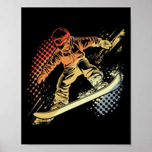Snowboarder Graphic Retro Style Alpine Snowboardin Poster
