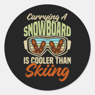 Snowboarder Helmet Gear Ski Slope Mountains Snowbo Classic Round Sticker