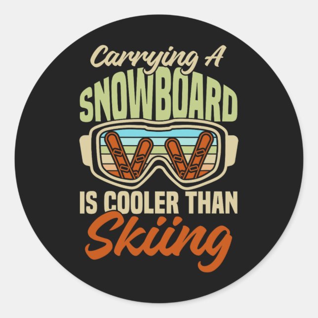 Snowboarder Helmet Gear Ski Slope Mountains Snowbo Classic Round Sticker (Front)