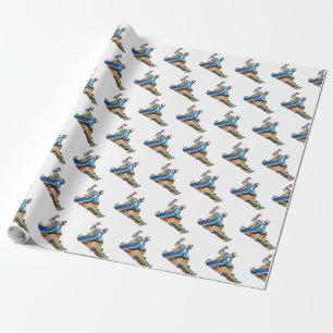 Snowboarder in a Psychedelic Zebra Print Wrapping Paper