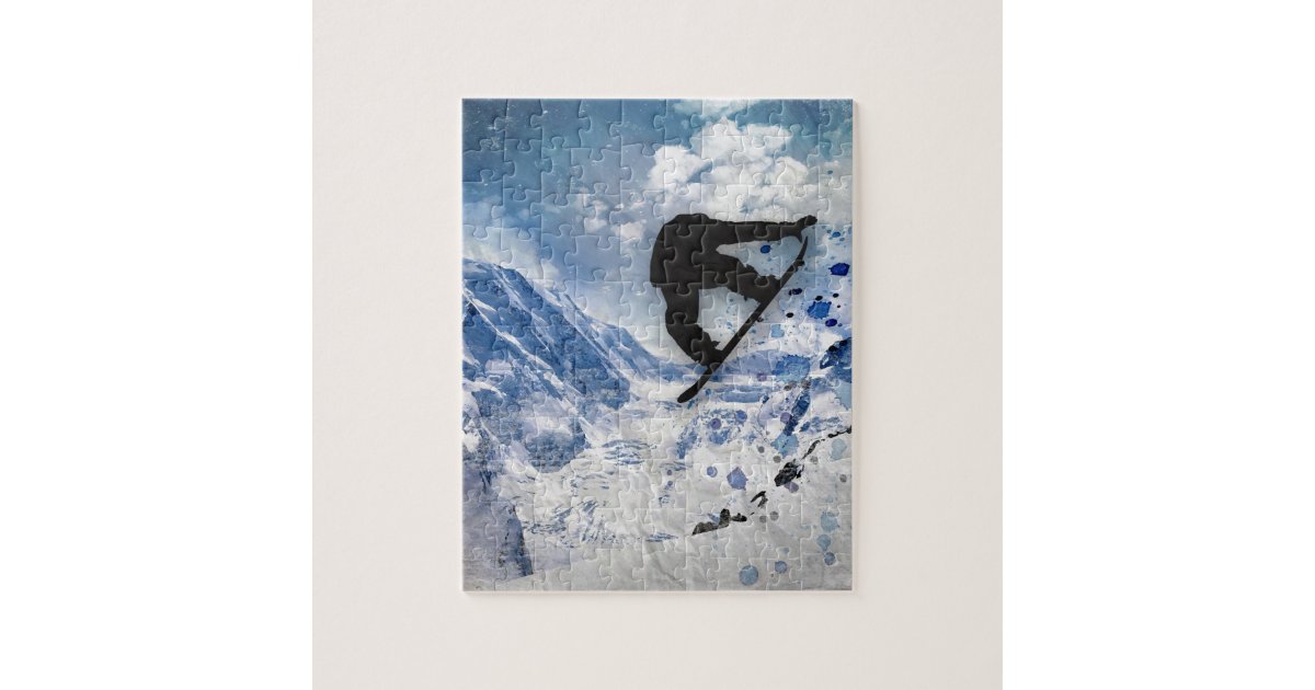Snowboarder In Flight Jigsaw Puzzle Zazzle
