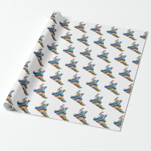 Snowboarder in Psychedelic Cheetah Pattern Wrapping Paper