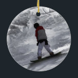 Snowboarder "just cruisin'" Winter Sports Gift Ceramic Tree Decoration<br><div class="desc">A cool Snowboarder "just cruisin'" the mountains at Silver Star Mountain ski resort. Great for Kids and Sportspeople of all ages. Artwork created by Val Brackenridge ©.</div>