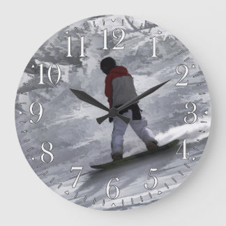 Snowboarder "just cruisin'" Winter Sports Gift Large Clock