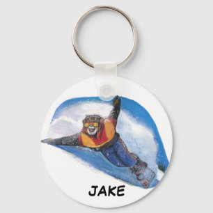 Snowboarder Keychain - Personalised