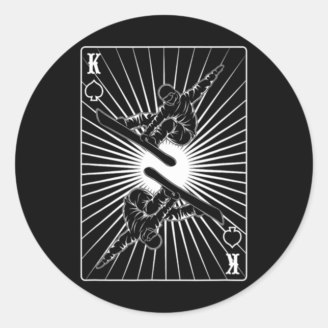 Snowboarder King Freestyle Mountains Snowboarding  Classic Round Sticker (Front)