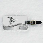 Snowboarder Monogram Silver Snowboard Luggage Tag<br><div class="desc">This design was created though digital art. It may be personalised in the area provide or customising by choosing the click to customise further option and changing the name, initials or words. You may also change the text colour and style or delete the text for an image only design. Contact...</div>