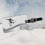 Snowboarder Monogram Silver Snowboard Luggage Tag<br><div class="desc">This design was created though digital art. It may be personalised in the area provide or customising by choosing the click to customise further option and changing the name, initials or words. You may also change the text colour and style or delete the text for an image only design. Contact...</div>