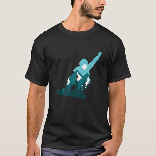 Snowboarder Mountain Snow T-Shirt (Front)