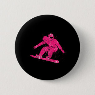 Snowboarder Mountains Ski Slope Retro Snowboarding 6 Cm Round Badge