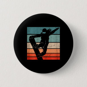 Snowboarder Mountains Ski Slope Retro Snowboarding 6 Cm Round Badge