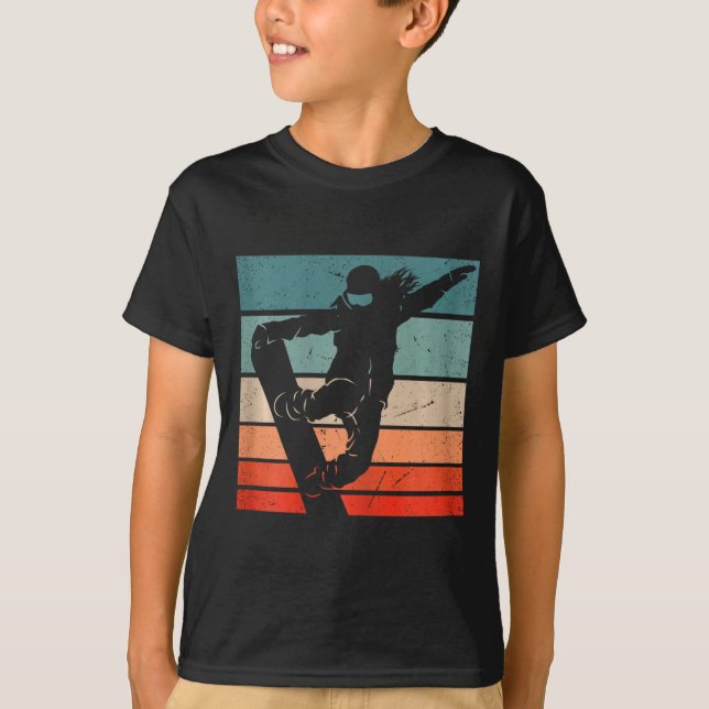 Snowboarder Mountains Ski Slope Retro Snowboarding T-Shirt (Front)