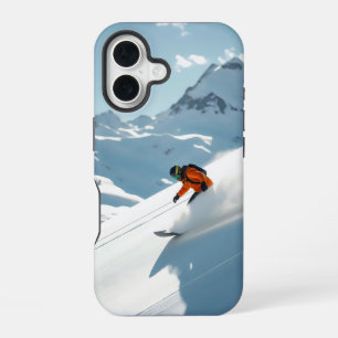 snowboarder on snow slope iPhone 16 case
