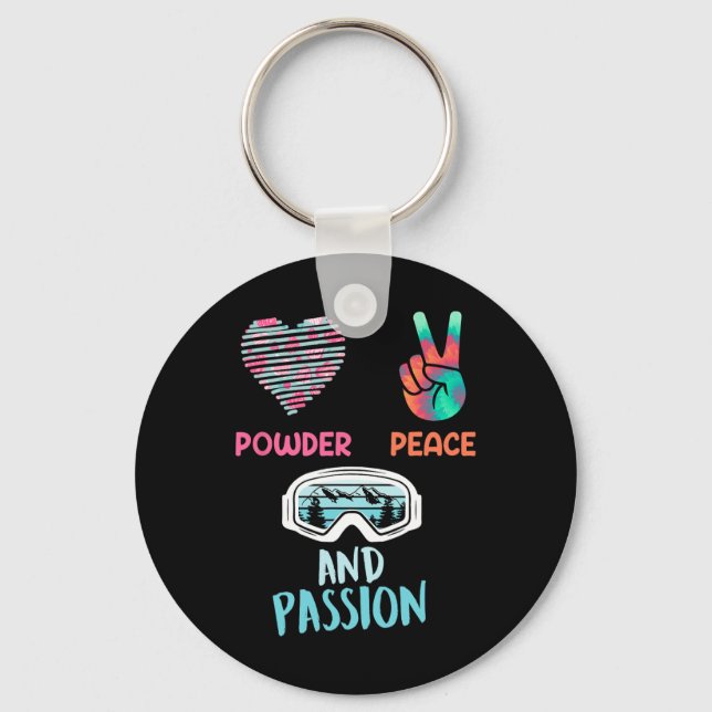 Snowboarder Powder Peace And Pion Funny Girls  Key Ring (Front)