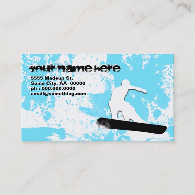snowboarder : powder trail : business card (Front)