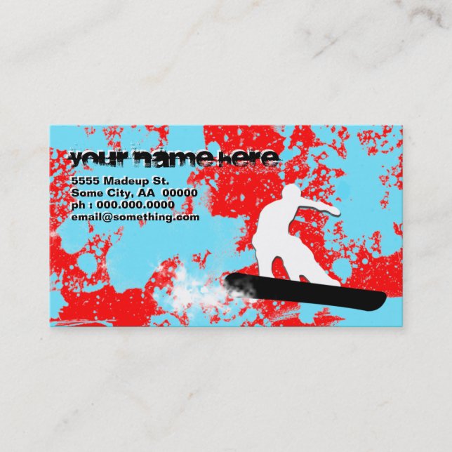 snowboarder : powder trail : business card (Front)