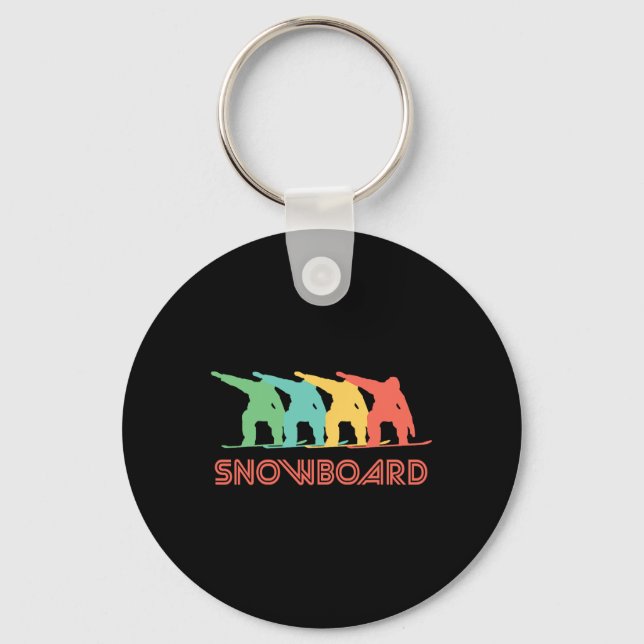 Snowboarder Retro Pop Art Snowboarding Graphic  Key Ring (Front)