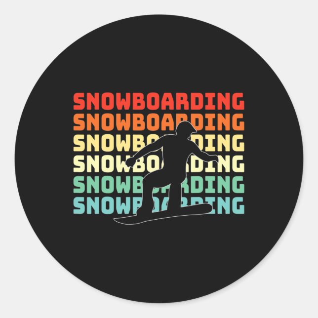 Snowboarder Retro Snowboarding Lover  Classic Round Sticker (Front)