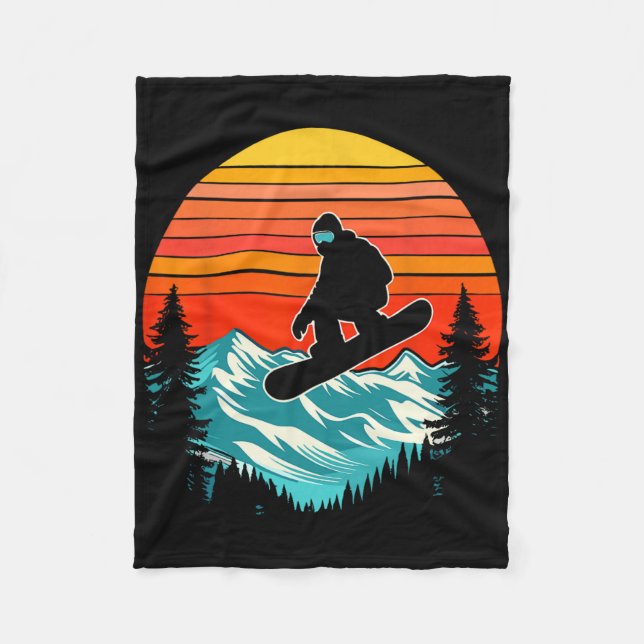 Snowboarder Retro Snowboarding Snowboard Extreme S Fleece Blanket (Front)