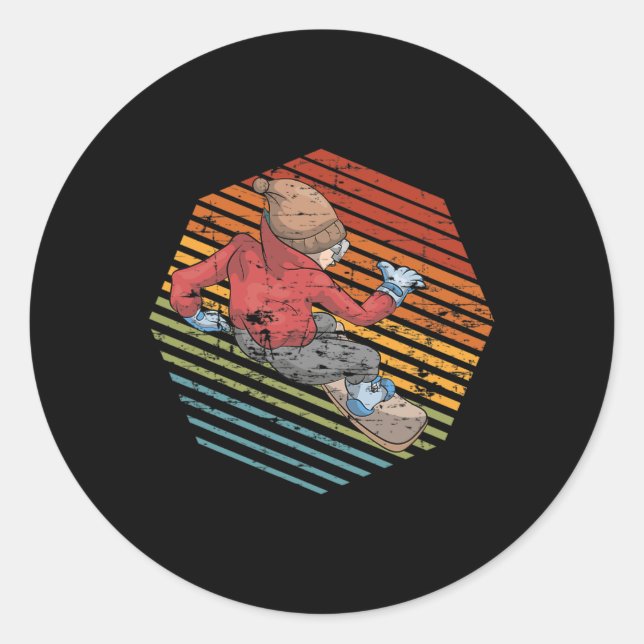 Snowboarder Retro Winter Sport Snowboarding Snowbo Classic Round Sticker (Front)