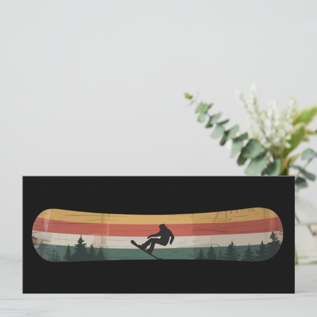 Snowboarder Retro Winter Sports Gift Invitation (Standing Front)