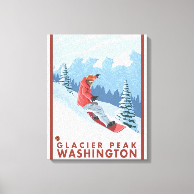 Snowboarder Scene - Glacier Peak, Washington Canvas Print (Front)
