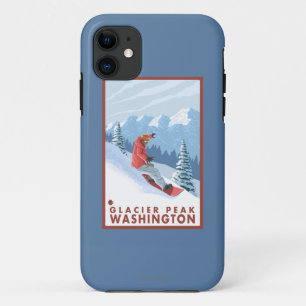 Snowboarder Scene - Glacier Peak, Washington iPhone 11 Case