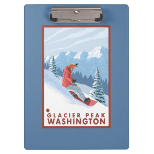 Snowboarder Scene - Glacier Peak, Washington Clipboard