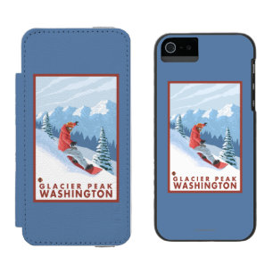 Snowboarder Scene - Glacier Peak, Washington Incipio Watson™ iPhone 5 Wallet Case