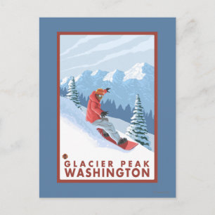 Snowboarder Scene - Glacier Peak, Washington Postcard