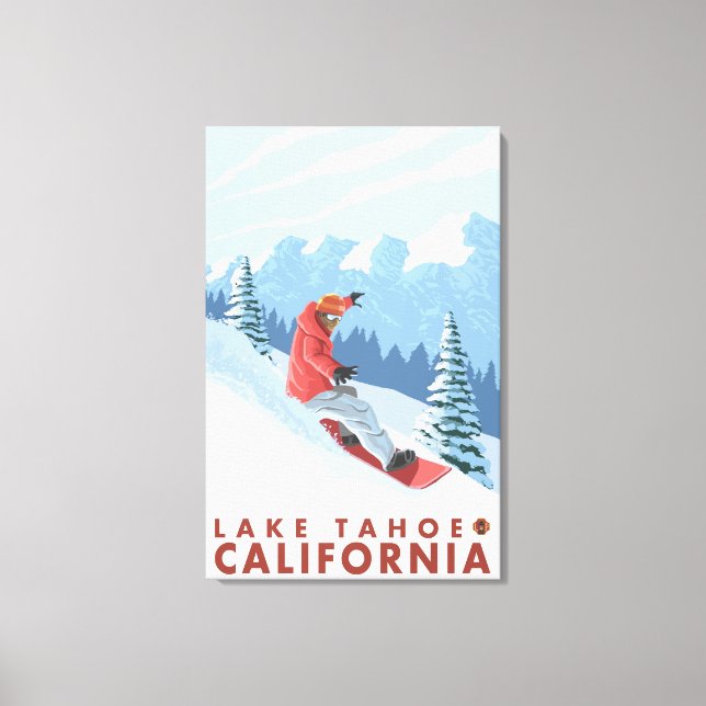 Snowboarder Scene - Lake Tahoe, California Canvas Print (Front)