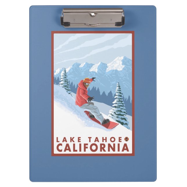 Snowboarder Scene - Lake Tahoe, California Clipboard (Front)