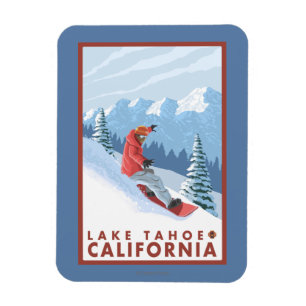 Snowboarder Scene - Lake Tahoe, California Magnet