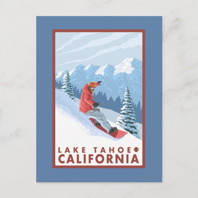 Snowboarder Scene - Lake Tahoe, California Postcard (Front)