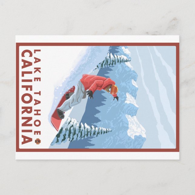 Snowboarder Scene - Lake Tahoe, California Postcard (Front)
