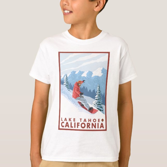 Snowboarder Scene - Lake Tahoe, California T-Shirt (Front)
