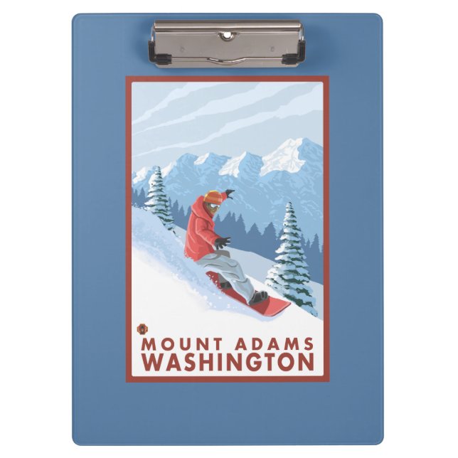 Snowboarder Scene - Mount Adams, Washington Clipboard (Front)