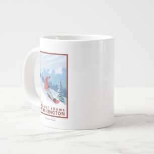 Snowboarder Scene - Mount Adams, Washington Large Coffee Mug
