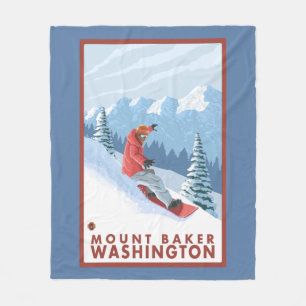 Snowboarder Scene - Mount Baker, Washington Fleece Blanket